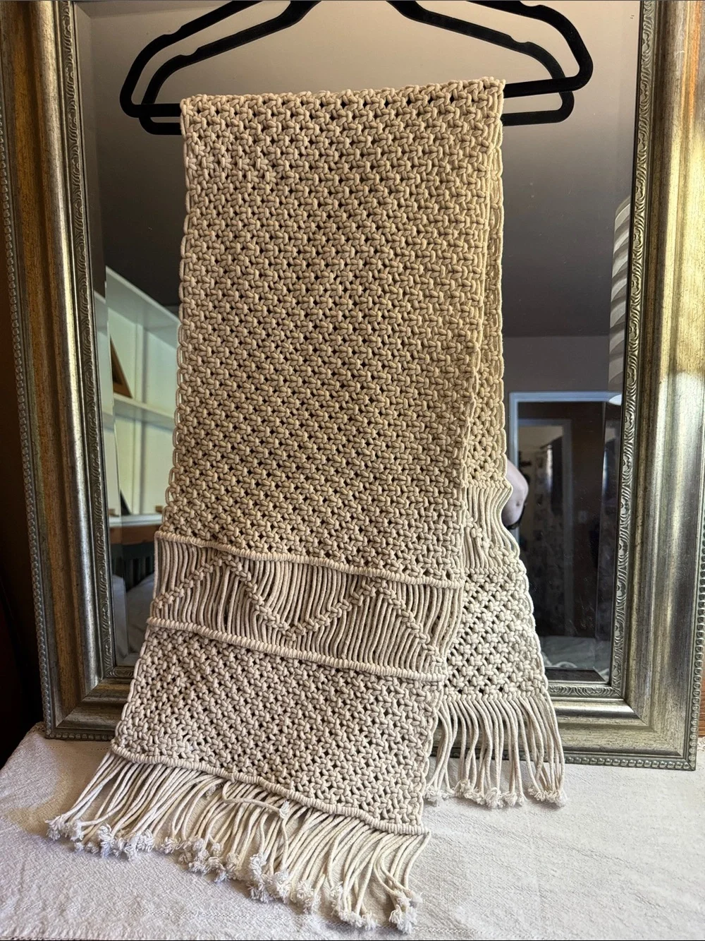 Woven Cotton Macrame Table Runner